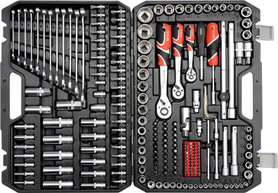 Set veglash Yato YT-38841, 216 pjesë, krom vanadium, argjendtë