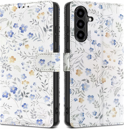 Këllëf-portofol Tech-Protect Wallet për Samsung Galaxy A56 5G, lëkurë eko, me lule, shumëngjyrësh