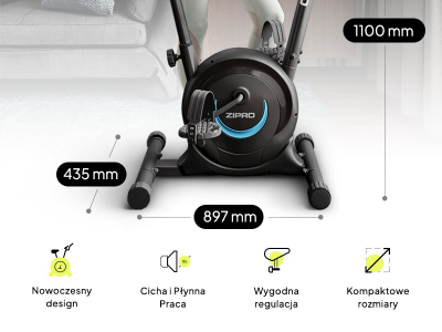 Biçikletë stërvitore Zipro One S Gold, sistem magnetik, kompakte, e zezë
