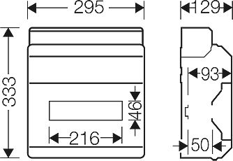 Kasetë shpërndarëse Hensel KV 8112, 1x12 module, IP65, sipërfaqësore, gri