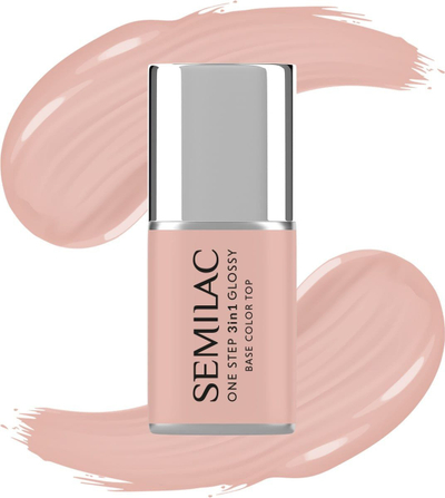 Lак полутраен за нокти Semilac One Step Glossy S450, 3 во 1, Light Peach