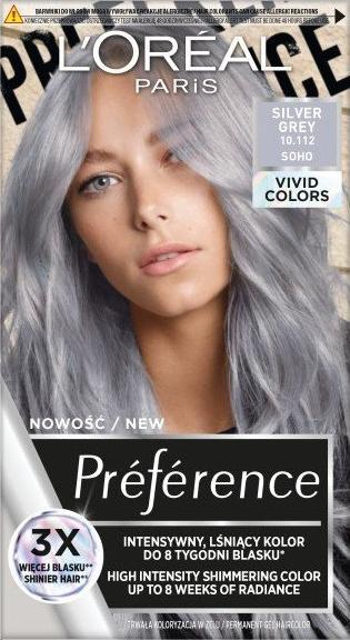 Bojë flokësh L’Oreal Paris Preference Vivid Colors 10.112, Silver Grey