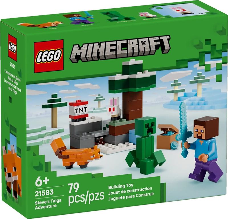 Lodër ndërtuese LEGO Minecraft, Steve’s Taiga Adventure 21583, shumëngjyrëshe