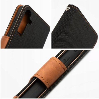Kapuçine libër GreenGo OEM Jeans për Xiaomi Redmi Note 14 Pro 4G, me xhepa për karta, e zezë