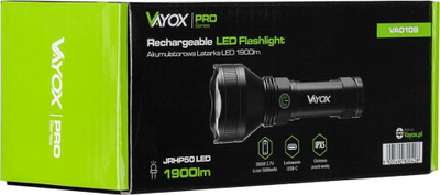 Dritë taktike Vayox VA0109 Pro Series, 20W, 1900lm, e zezë