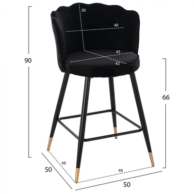 Stol velvet + metal 50×50×90 cm (HM8736.04), zezë