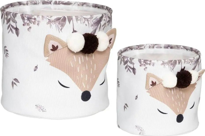 Сет кошници за складирање Atmosphera for Kids Лисица, 2 парчиња, полиестер, бела