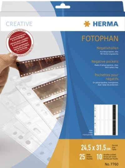 Fletë mbrojtëse për negativa Herma 7760, për 35mm, transparente