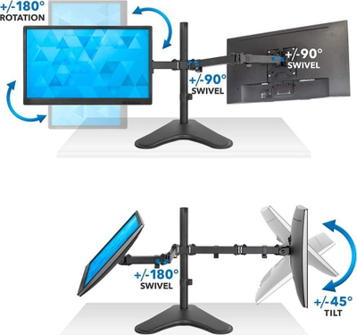 Mbajtëse tavoline për monitor Techly ICA-LCD-2524, për 2 ekrane 13-32", me qëndrim, e zezë