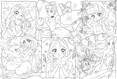 Puzzle Lisciani Disney Princess Manga, 250 copë, 50 x 35 cm, shumëngjyrësh