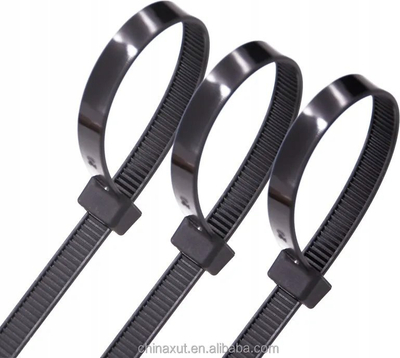 Lidhëse plastike për kabllo 300x3.6 mm, set 100 copë, najlon, të zeza