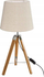 Lampë tavoline Runo H58, tripod bambu, abazhur bezhë prej tekstili