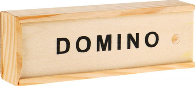 Domino druri pa markë, 28 blloqe, kuti druri, shumëngjyrëshe