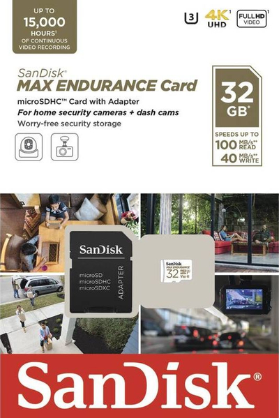 Kartë memorije SanDisk Max Endurance, microSDHC 32GB, Class 10 UHS I U3 V30