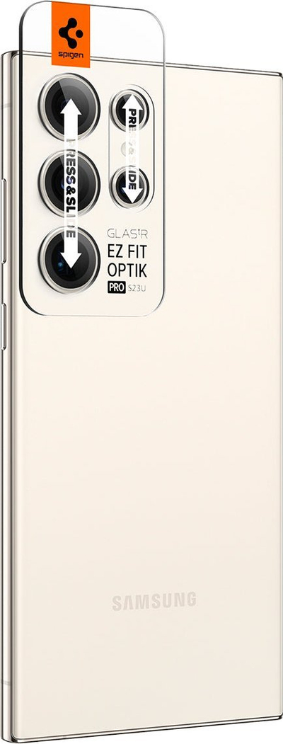 Mbrojtës kamere Spigen GLAS.tR EZ Fit Optik Pro për Samsung Galaxy S23 Ultra, 2 copë, krem