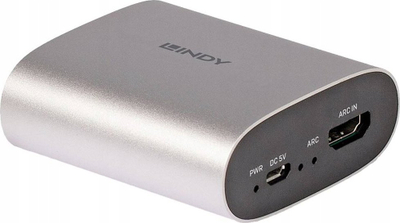 Konvertues audio Lindy 38363, HDMI ARC në RCA dhe 3.5mm, argjendtë