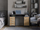 Shtrydhë tavoline Ada Desk Anthracite Oak Artisan, 125 cm, 4 sirtarë dhe dollap, antracit dhe dru lisi