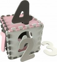 Tapet puzzle shkumë Milly Mally Jolly 3x3 Numbers, edukativ për kalamaj, rozë gri