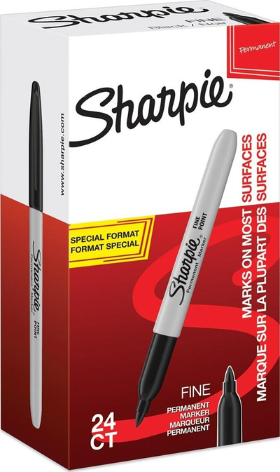 Сет маркери Sharpie Fine, заоблено врвче, 24 парчиња, црни