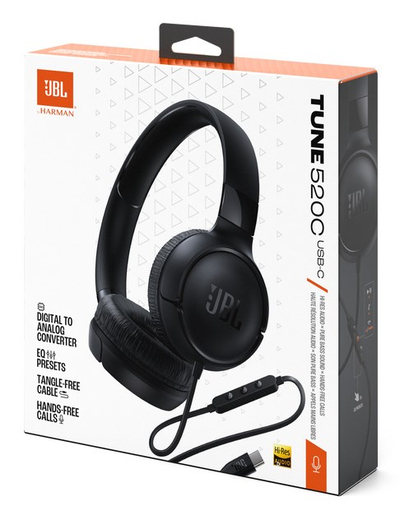 Kufje me kabllo JBL Tune 520C, USB C, High Resolution Audio, të zeza
