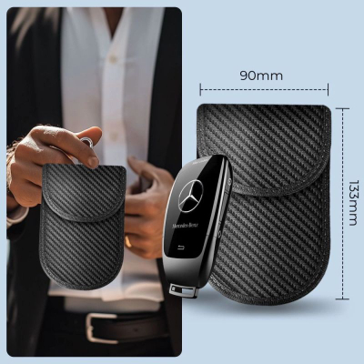 Çantë Faraday Tech-Protect KLR100, bllokon RFID, për çelësa keyless, karbon e zezë