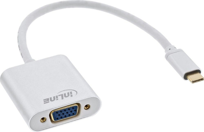 Adapter video InLine 64104S, USB C në VGA, Plug and Play, i bardhë