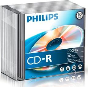 Disqe bosh CD-R Philips, 700MB, 52x, paketë me 10 copa