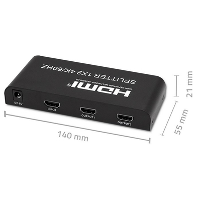 Ndarës HDMI Qoltec 51797, 1x2, 4K UHD, i zi