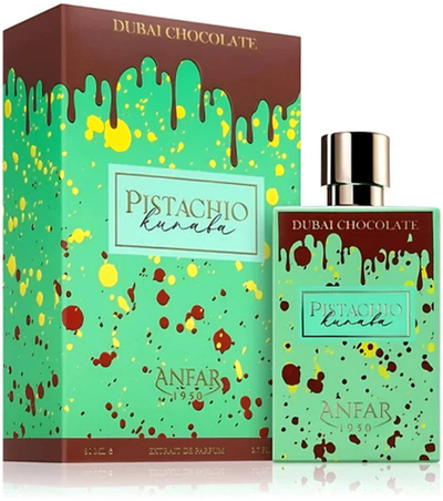Parfum Anfar 1950 Pistachio Kunafa Dubai Chocolate, extrait de parfum unisex 80ml, jeshile