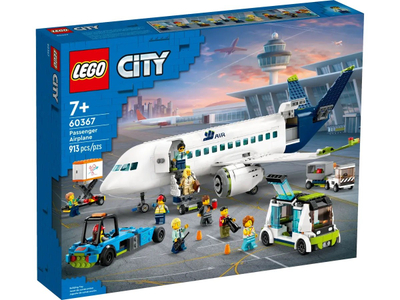 Set LEGO City Passenger Airplane 60367, aeroplan pasagjerësh, 9 minifigura, shumengjyrësh