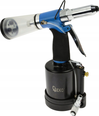 Makinë pneumatike për nit Geko, thithje automatike, 2.4-6.4mm, blu e zezë