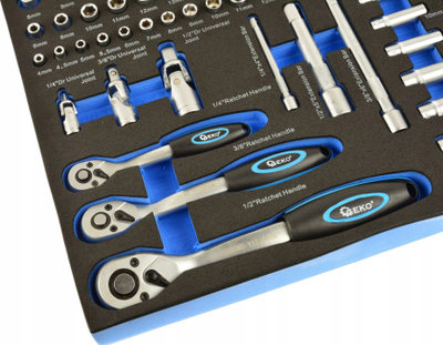Set çelësa tuborë GEKO, 1/4" - 1/2", 80 copa