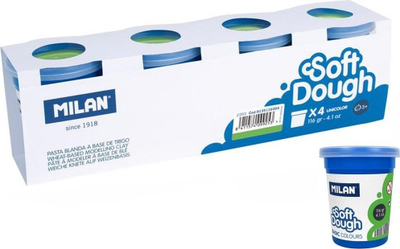 Plastelinë MILAN Soft Dough, 4 kavanoza, 116g, jeshile