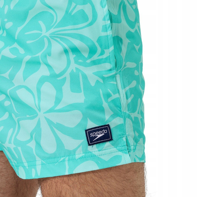 Shorce noti Speedo Redondo Edge 14", me lule, që thahen shpejt, ngjyrë turquoise
