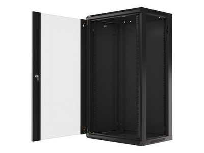 Kabinet rrjeti Lanberg 19" 22U, 600x450, derë xhami, i zi