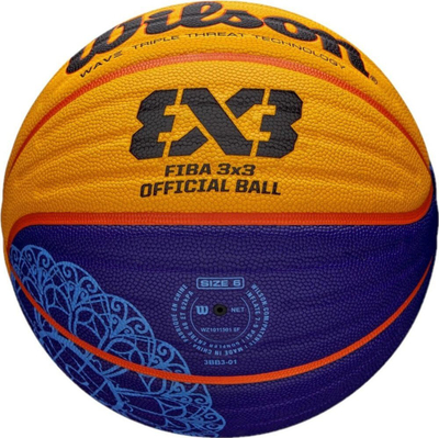 Top basketbolli Wilson FIBA 3X3 Paris 2024, madhësia 6, zyrtar, vjollcë portokalli