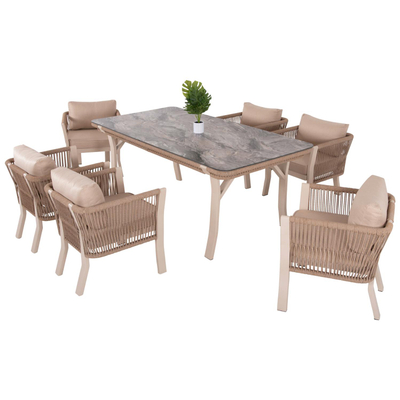 Set ngrënieje i jashtëm Drimm 7-pjesësh prej alumini (HM6119.01), bezhë/ gri