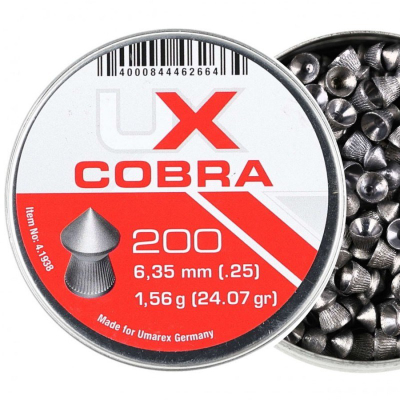 Plumba ajri Umarex Cobra Pointed Ribbed, kalibër 6.35mm, 200 copë, argjendtë