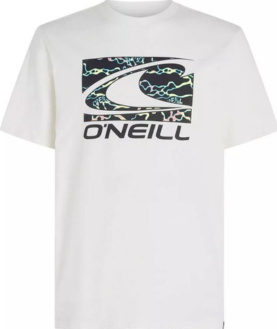 Bluzë O'Neill Jack Wave për burra, pambuk, me print grafik, e bardhë