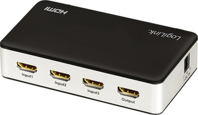 Прекинувач HDMI LogiLink HD0044, 3 порти, 4K 60Hz, црн и сребрен
