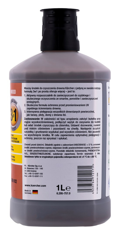 Pastrues druri Karcher Multi Purpose Decking and Wood Plug N Clean, 1L, për makina presioni