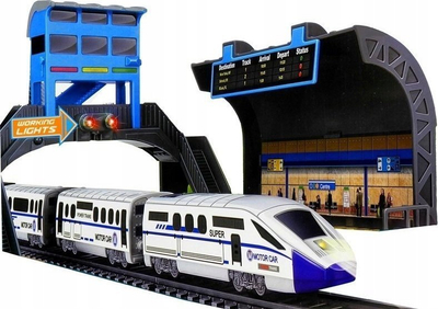 Set tren lodër Leantoys, elektrik me bateri, pistë 244 cm, shumëngjyrësh