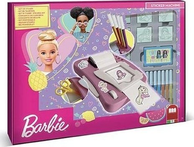 Set stampash krijuese Multiprint Barbie, makinë ngjitëse, 12 markera, shumëngjyrësh