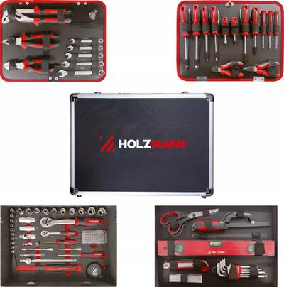 Кутија со алат HOLZMANN WZK119ECO, сет 119 парчиња, со рачка за носење, сребрена