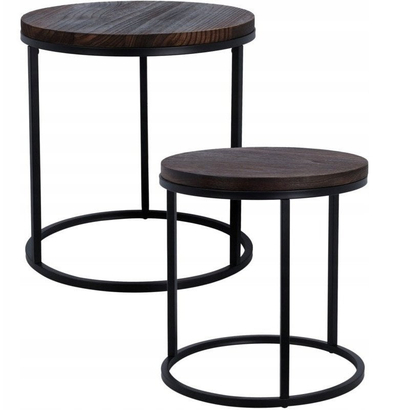 Tavolinë konferencash pa markë, set 2 copë, 43 x 45 cm, e zezë, dru dhe metal