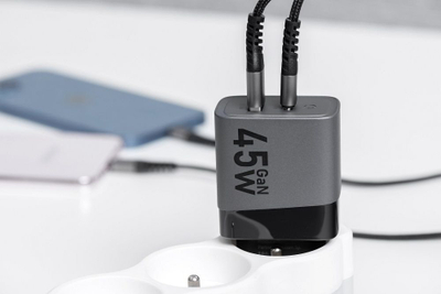 Karikues muri Forcell F-energy GaN VT-39, 45W, USB C dhe USB A, gri