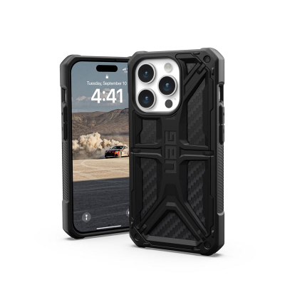 Futrollë UAG Monarch Carbon Fiber për iPhone 15 Pro 6.1", rezistente ndaj rënieve, e zezë