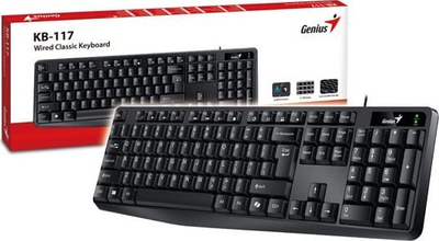 Tastierë Genius KB-117 Copilot, me kabllo USB, rezistente ndaj ujit, e zezë