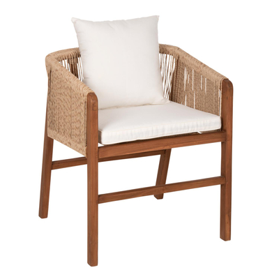 Karrige druri teak me litar & jastëkë 60×62×74–88 cm (HM9455.01)