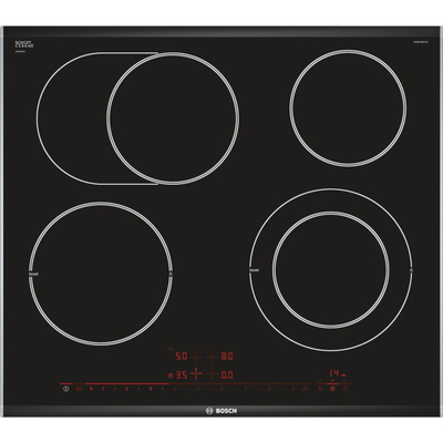 Pianurë qeramike Bosch PKN675DP1D, 4 zona gatimi, PowerBoost, e zezë